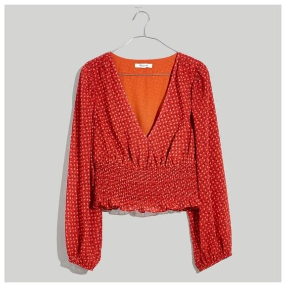 NWT! MADEWELL Julianne Smocked-Waist Top - Picture 4 of 14